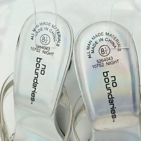VTG Y2K Clear/Holographic Silver Lucite Slip-On Sandals No Boundaries 8.5 - Picture 6 of 12